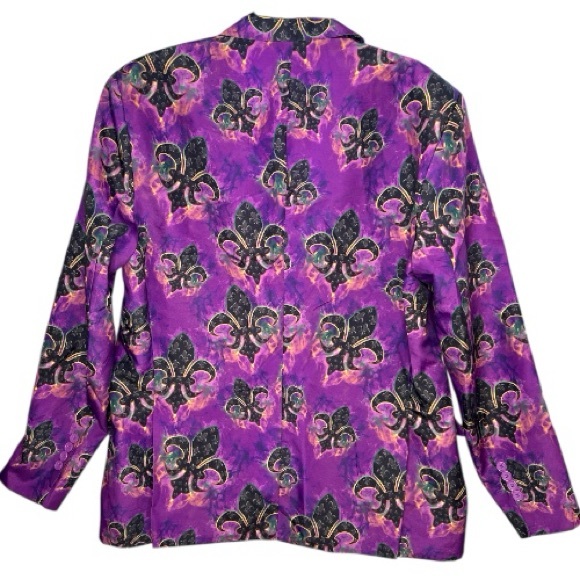 Mardi Gras Apparel LIGHT UP Purple Patterned Fleur De Lis Blazer, Size: Medium - Picture 4 of 9